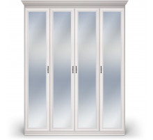 Шкаф 4-х дверный зеркальный Неаполь Ясень анкор светлый (патина "серебро") Шкаф 4-х дверный зеркальный Неаполь Ясень анкор светлый (патина "серебро")