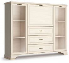 Шкаф низкий 2 стеклодвери "тумба-витрина" Сиена (Бодега Белый)