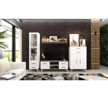 Гостиная Вега Скандинавия 3 (глянец, белый + дуб каньон) Гостиная Вега Скандинавия 3 (глянец, белый + дуб каньон)