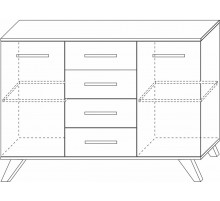 Большой комод  Вега Скандинавия "Комодино" (глянец, белый + дуб каньон) Большой комод  Вега Скандинавия "Комодино" (глянец, белый + дуб каньон)