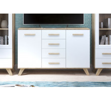 Большой комод  Вега Скандинавия "Комодино" (глянец, белый + дуб каньон) Большой комод  Вега Скандинавия "Комодино" (глянец, белый + дуб каньон)