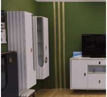 Шкаф-витрина навесной Лоренсо МН-043-02/03 белый Распродажа с экспозиции Шкаф-витрина навесной Лоренсо МН-043-02/03 белый Распродажа с экспозиции