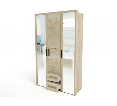 Трехстворчатый шкаф для одежды СМ-12 Мале с зеркалом Трехстворчатый шкаф для одежды СМ-12 Мале с зеркалом