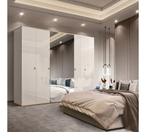 Шестистворчатый шкаф для одежды с зеркалом Rimini РМШ1/6 (слоновая кость) Шестистворчатый шкаф для одежды с зеркалом Rimini РМШ1/6 (слоновая кость)