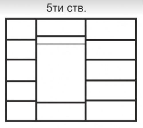 Пятистворчатый шкаф для одежды с зеркалом Rimini Solo РМШ1/5 (s) (слоновая кость)